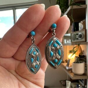 vintage • morrocan turquoise pendant earrings